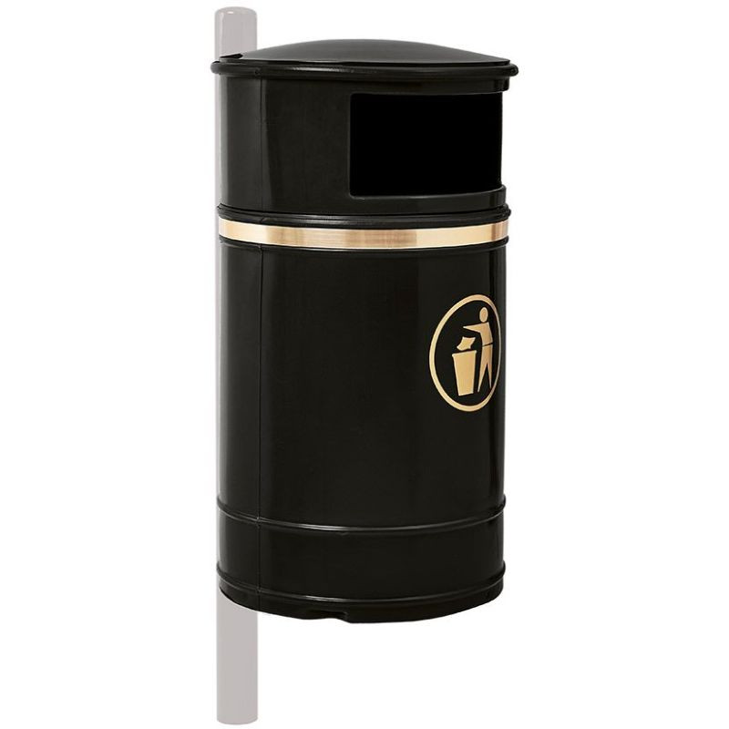 Poubelle de ville 40 litres sur poteau avec pictogramme