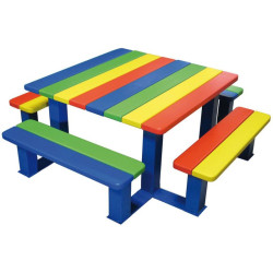 Table de pique nique pour enfant en deux tailles couleur arc-en-ciel