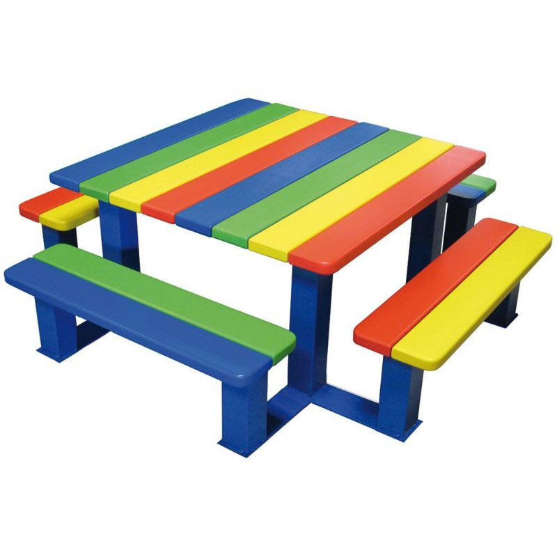 Table de pique nique pour enfant en deux tailles couleur arc-en-ciel