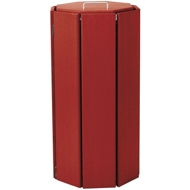 Corbeille urbaine en lames de bois exotique avec couvercle 100 L