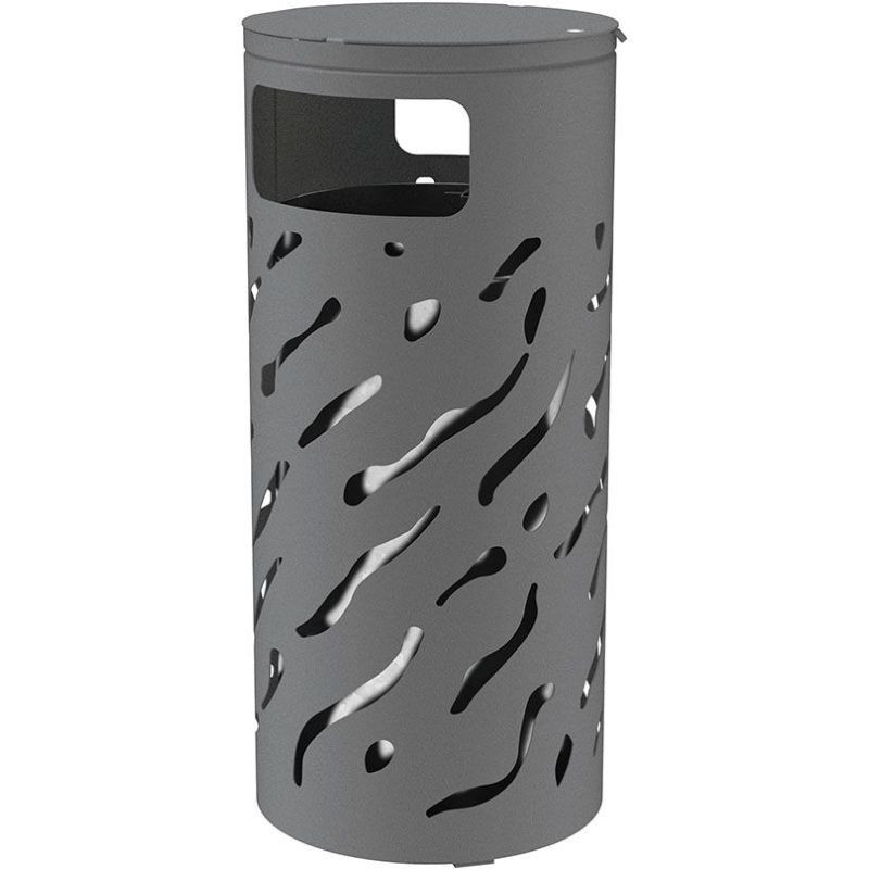 Corbeille urbaine métallique de 80 litres avec couvercle rehaussé