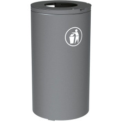 Poubelle de rue cylindre en métal 80 ou 120 litres avec pictogramme