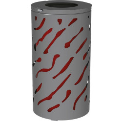 Corbeille extérieure cylindrique en métal ajouré bi-colore 80 litres