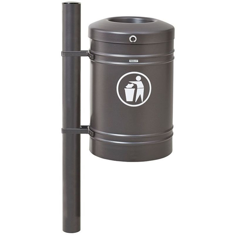 Poubelle de ville 40 litres fixée sur poteau couleur au choix