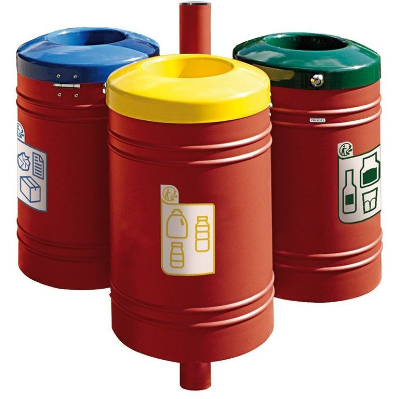 Poubelle de ville 40 litres fixée sur poteau couleur au choix