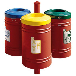 Poubelle de ville 40 litres fixée sur poteau couleur au choix