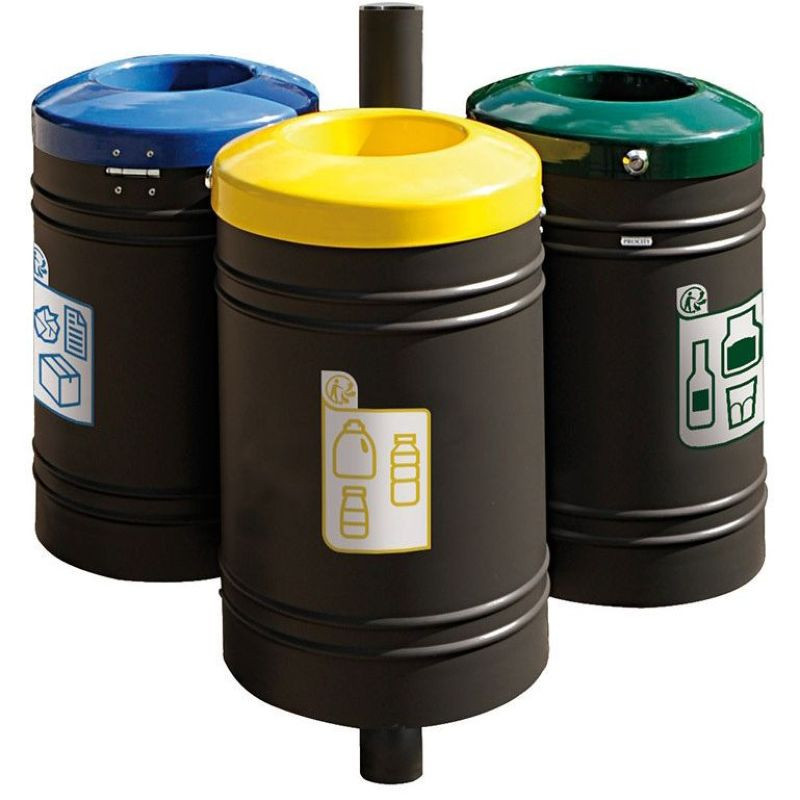 Poubelle de ville 40 litres fixée sur poteau couleur au choix