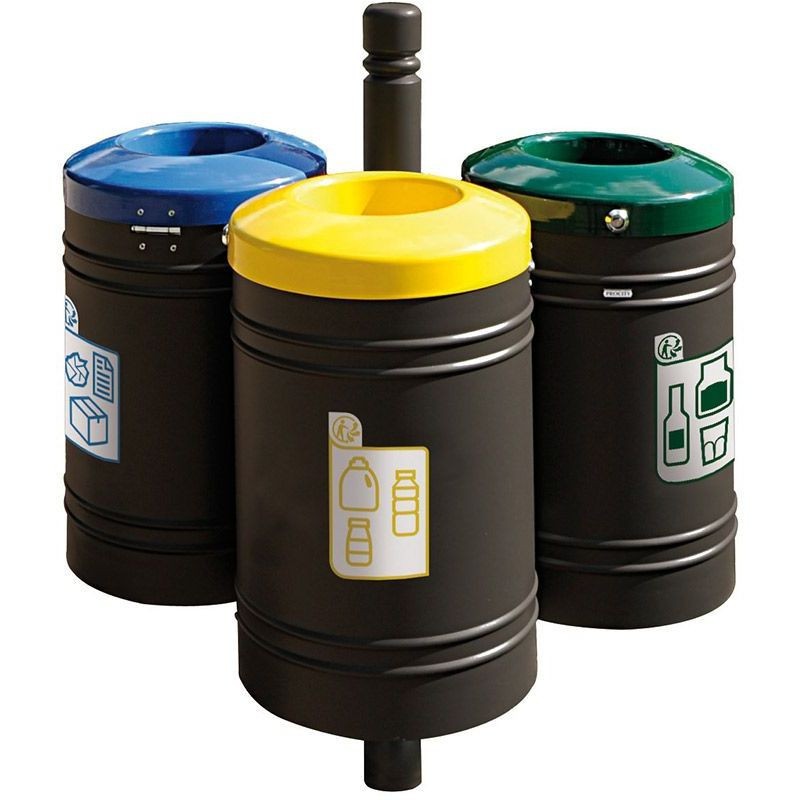 Poubelle de ville 40 litres fixée sur poteau couleur au choix