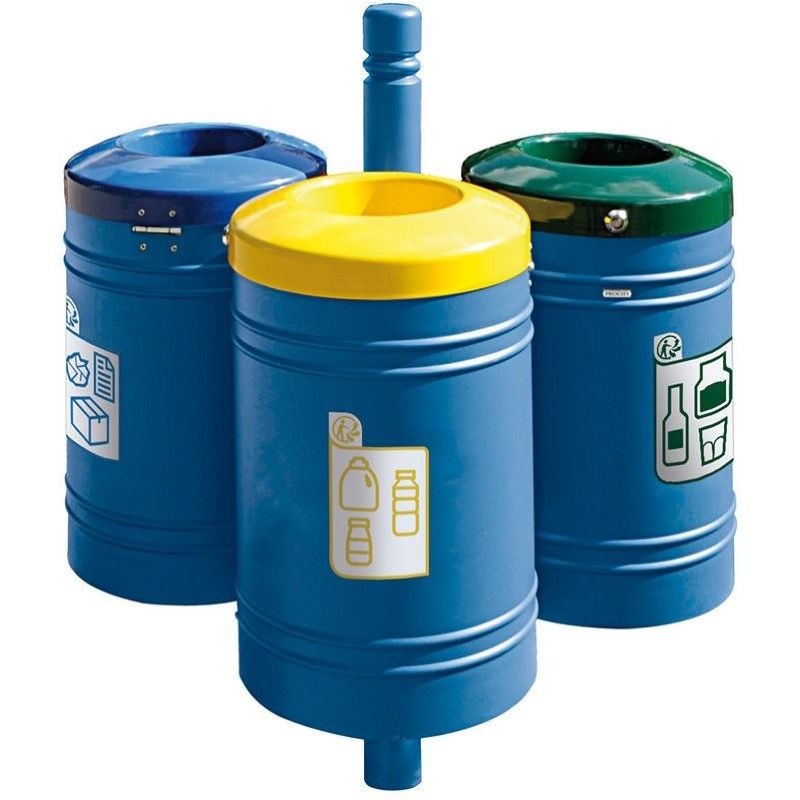 Poubelle de ville 40 litres fixée sur poteau couleur au choix