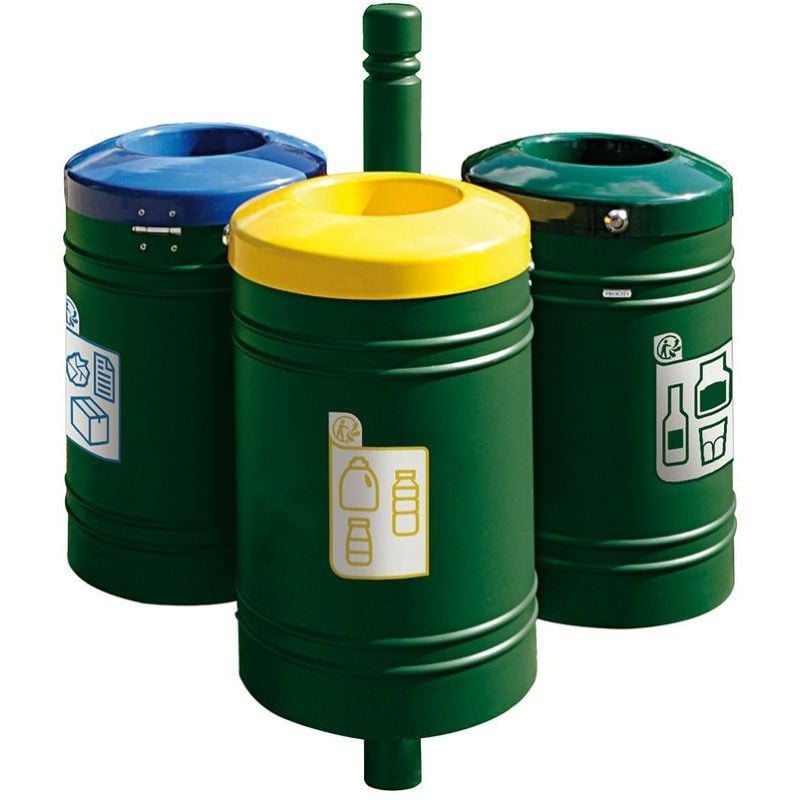 Poubelle de ville 40 litres fixée sur poteau couleur au choix