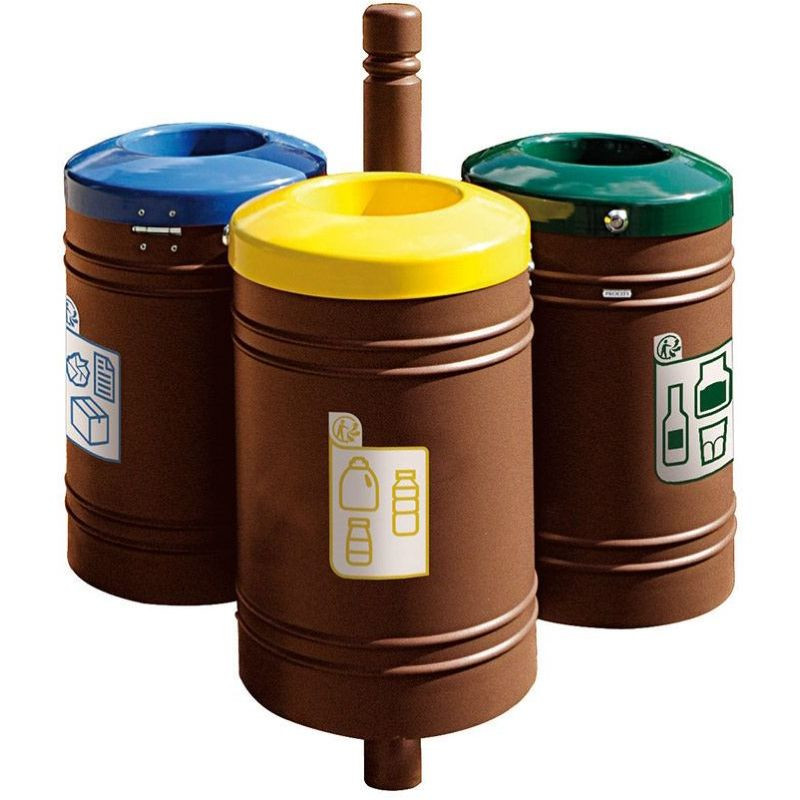 Poubelle de ville 40 litres fixée sur poteau couleur au choix