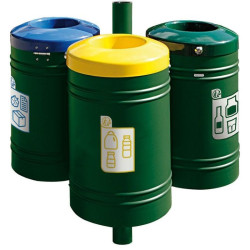 Poubelle de ville 40 litres fixée sur poteau couleur au choix