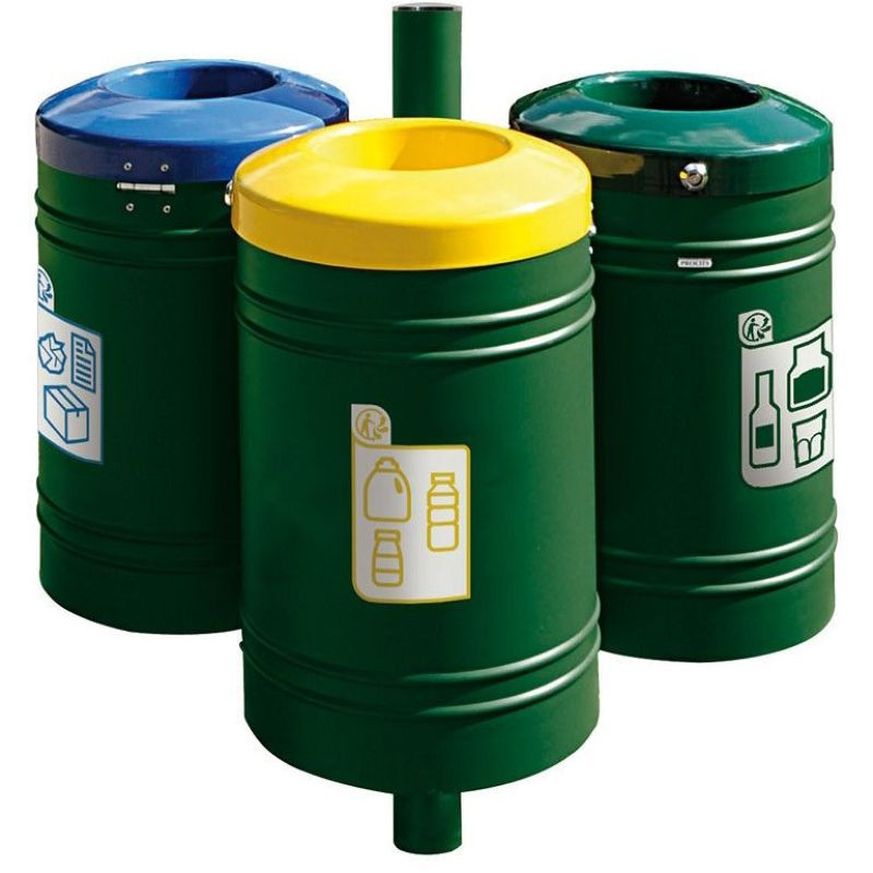 Poubelle de ville 40 litres fixée sur poteau couleur au choix