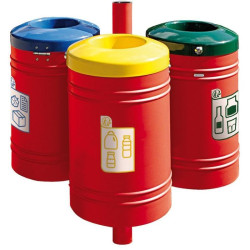 Poubelle de ville 40 litres fixée sur poteau couleur au choix