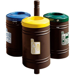 Poubelle de ville 40 litres fixée sur poteau couleur au choix