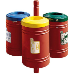 Poubelle de ville 40 litres fixée sur poteau couleur au choix