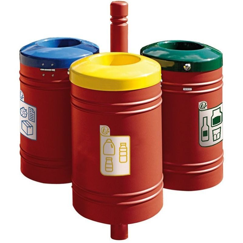 Poubelle de ville 40 litres fixée sur poteau couleur au choix