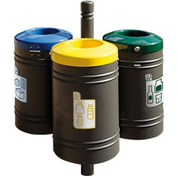 Poubelle de ville 40 litres fixée sur poteau couleur au choix