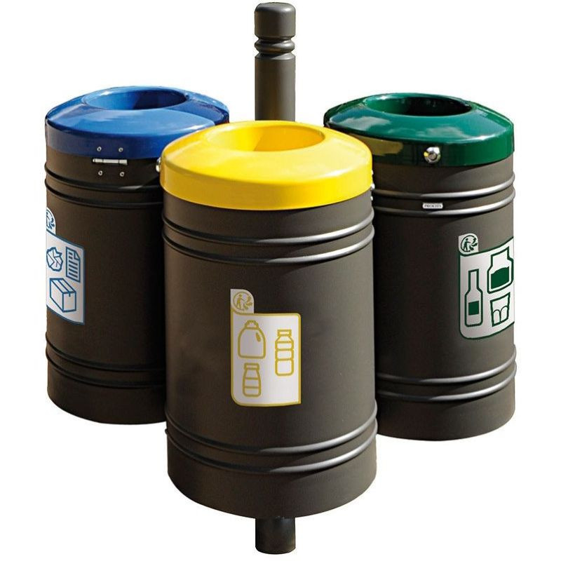 Poubelle de ville 40 litres fixée sur poteau couleur au choix