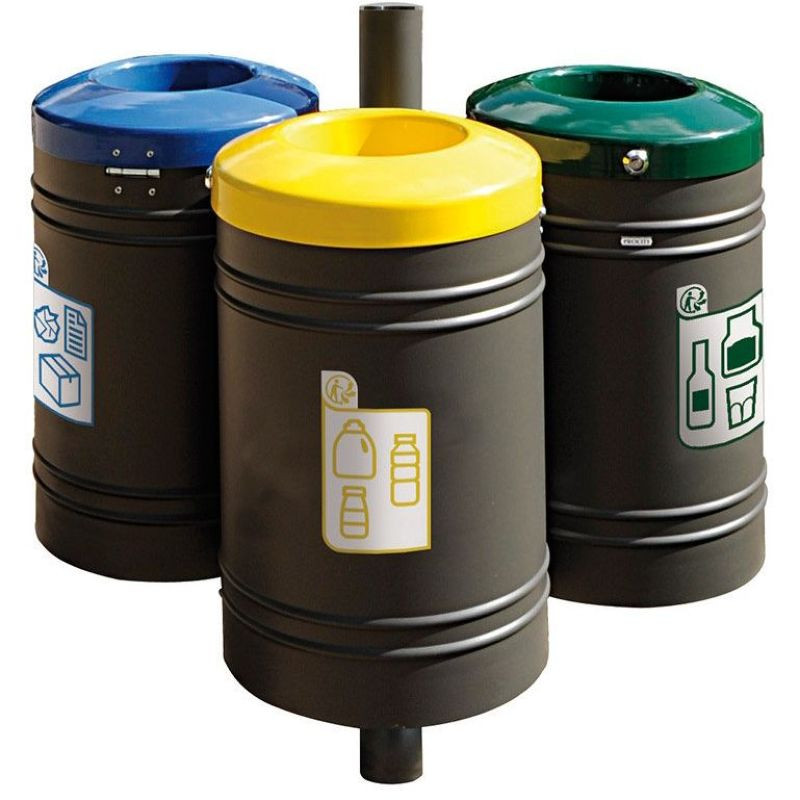 Poubelle de ville 40 litres fixée sur poteau couleur au choix