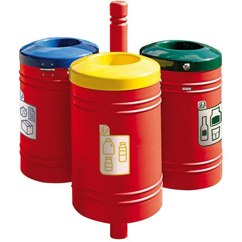 Poubelle de ville 40 litres fixée sur poteau couleur au choix