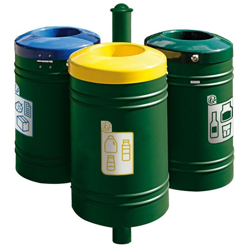 Poubelle de ville 40 litres fixée sur poteau couleur au choix