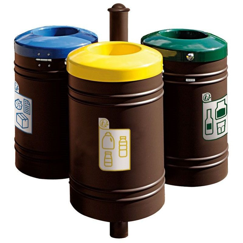 Poubelle de ville 40 litres fixée sur poteau couleur au choix