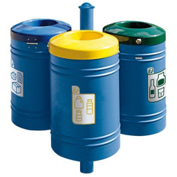 Poubelle de ville 40 litres fixée sur poteau couleur au choix