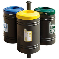 Poubelle de ville 40 litres fixée sur poteau couleur au choix