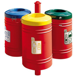 Poubelle de ville 40 litres fixée sur poteau couleur au choix