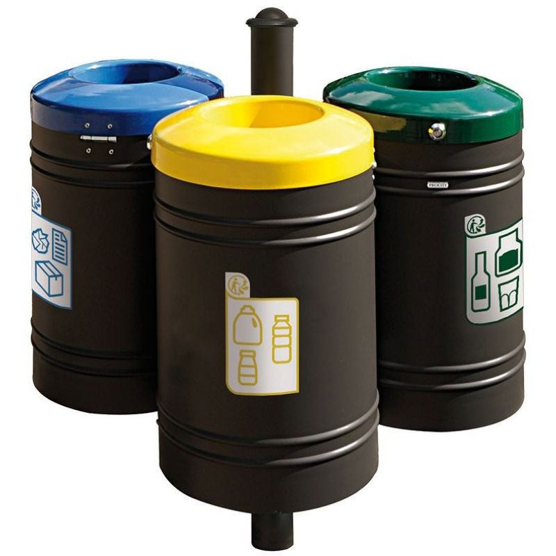 Poubelle de ville 40 litres fixée sur poteau couleur au choix