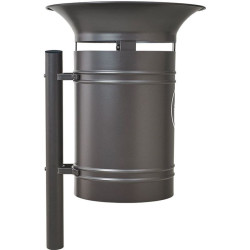 Poubelle de ville 60L  en entonnoir sur poteau couleur au choix