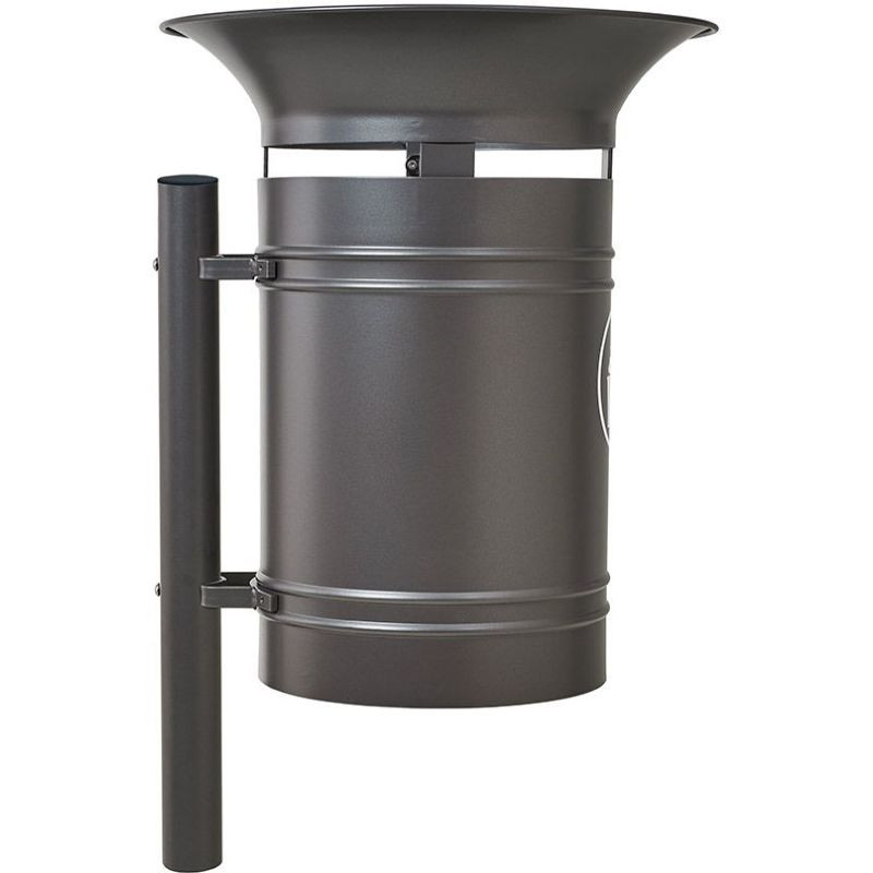 Poubelle de ville 60L  en entonnoir sur poteau couleur au choix
