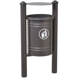 Poubelle urbaine de 40 litres sur poteaux City avec sceau inclinable