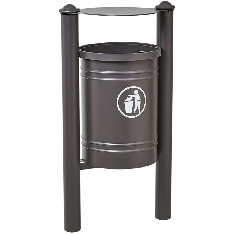 Poubelle urbaine de 40 litres sur poteaux City avec sceau inclinable