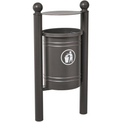 Corbeille de ville en métal avec sceau de 40 litres inclinable