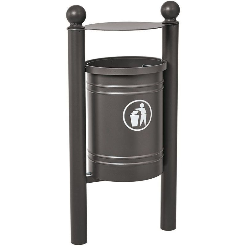 Corbeille de ville en métal avec sceau de 40 litres inclinable