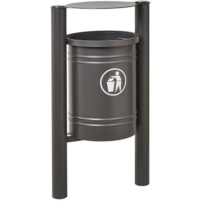 Poubelle extérieure en métal avec sceau inclinable de 40L