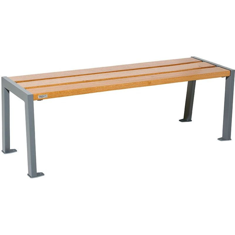 Banc public sans dossier en bois et métal