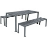 Kit une table et deux bancs d'extérieur en acier pour espace public