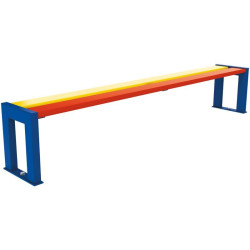 Banc extérieur arc-en-ciel pour enfant en bois peint sans dossier