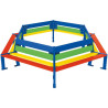 Banc multicolore tour d'arbre  en bois et acier  pour enfants