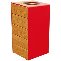 Corbeille Kub tri séléctif 60 litres tout acier ou en bois
