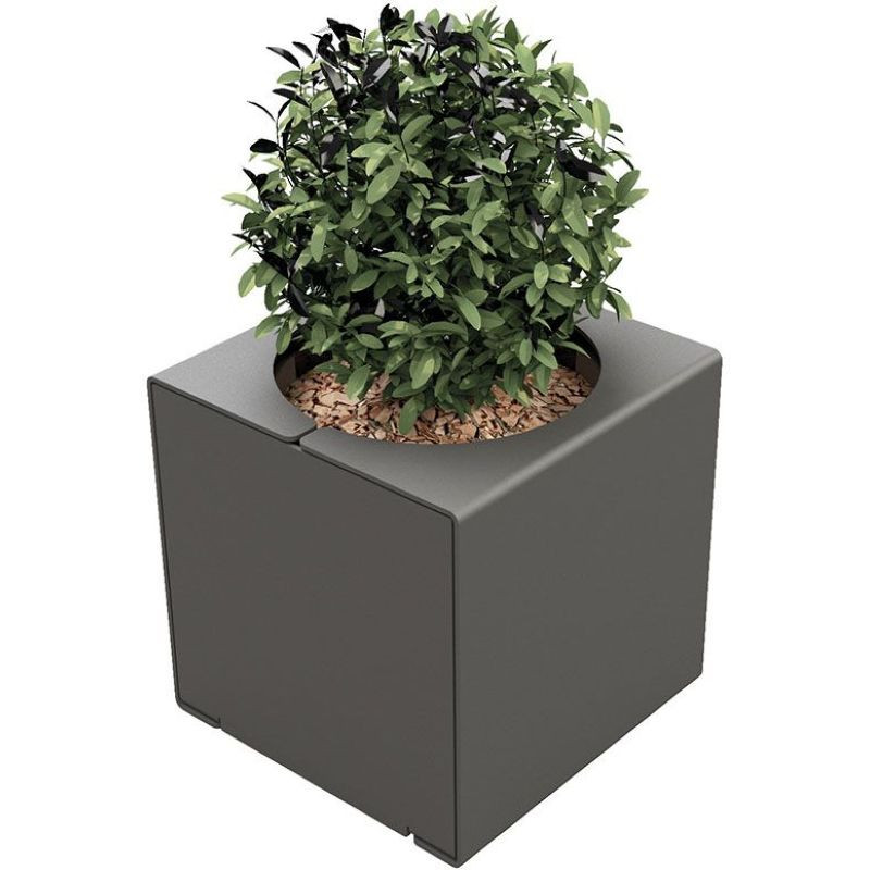 Jardinière de ville carrée en métal lisse modèle KUB