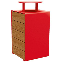 Corbeille KUB. acier et bois