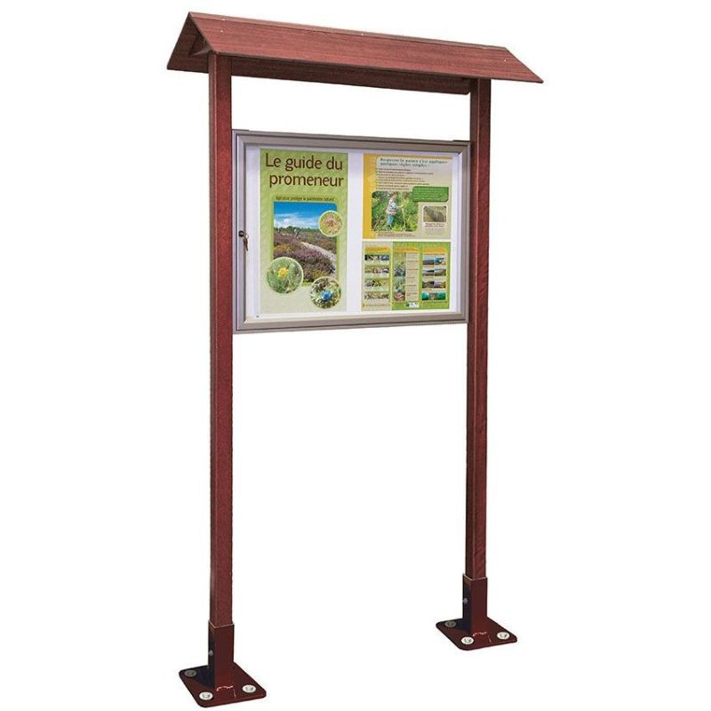 Panneau d'affichage sur poteaux avec vitrine de protection