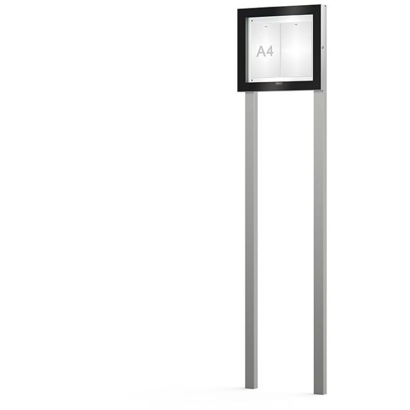 Vitrine d'affichage 2 à 9 A4  sur poteaux aluminium