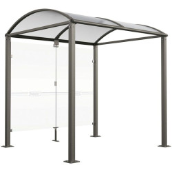 Abris vélos avec bardages en verre et toiture en forme de voûte