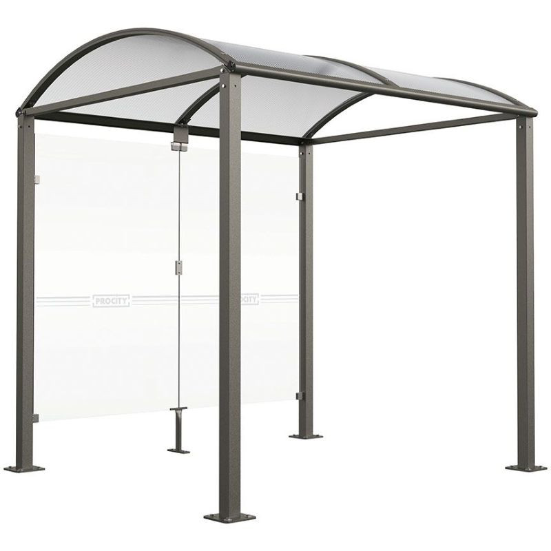 Abris vélos avec bardages en verre et toiture en forme de voûte