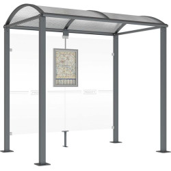 Abribus avec toiture voûtée en acier à pieds carrés